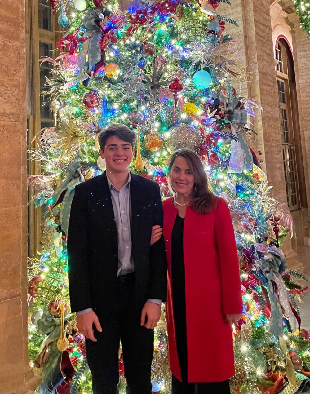 Deborah Adeimy with her son at the Breakers, Palm Beach
